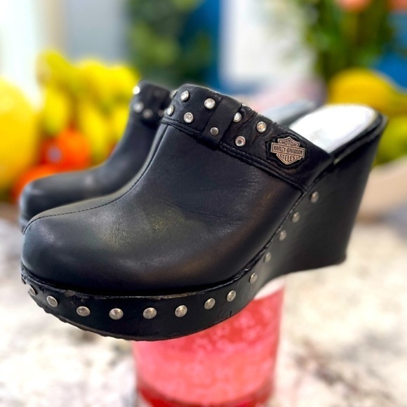 Harley Davidson Heeled Clogs woman’s size 8 - Picture 1 of 16
